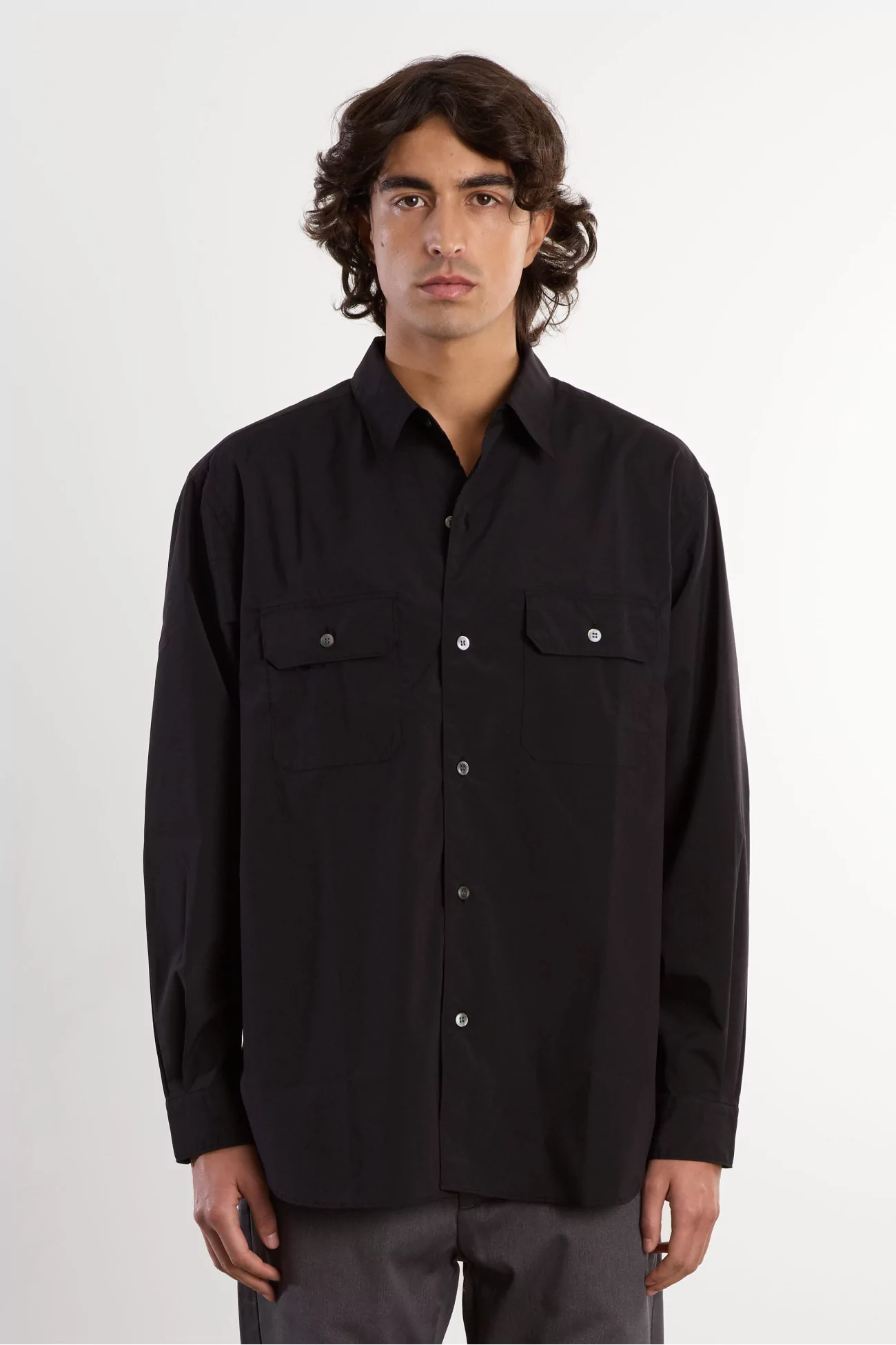 Nanamica Polyester Typewriter Shirt – Black | Centre Commercial
